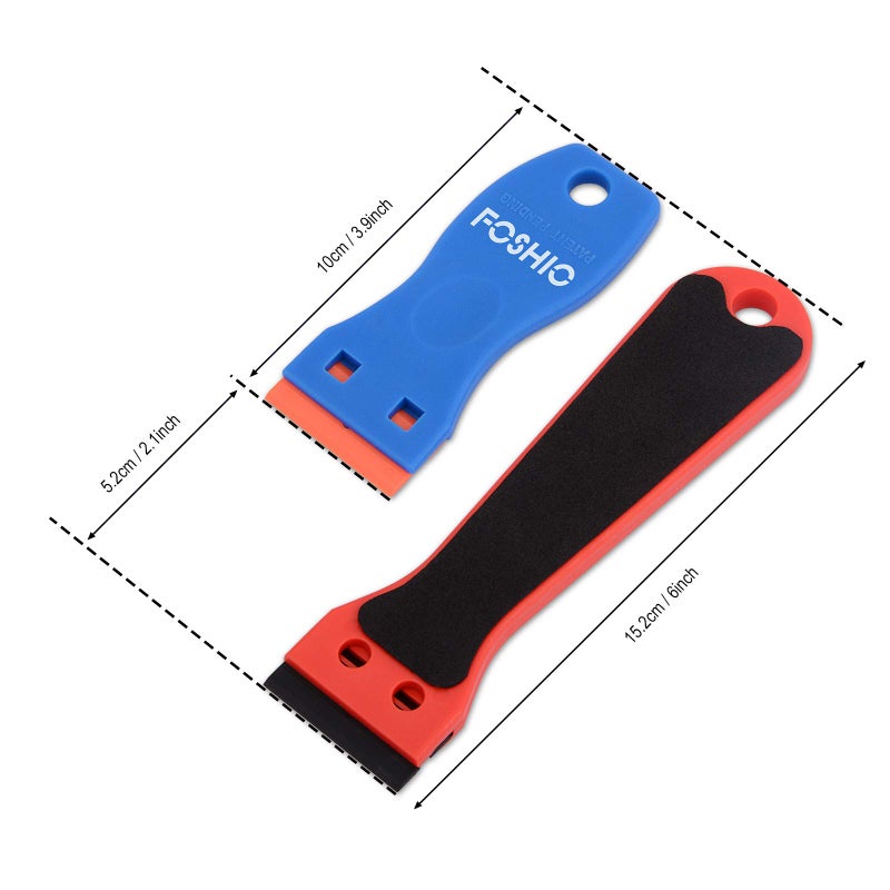 FOSHIO 6 Inch Plastic Scraper with 20 PCS Plastic Razor Blades, Scraper Tool for Sticker, Gasket, Label Remover (Red) - Image 4
